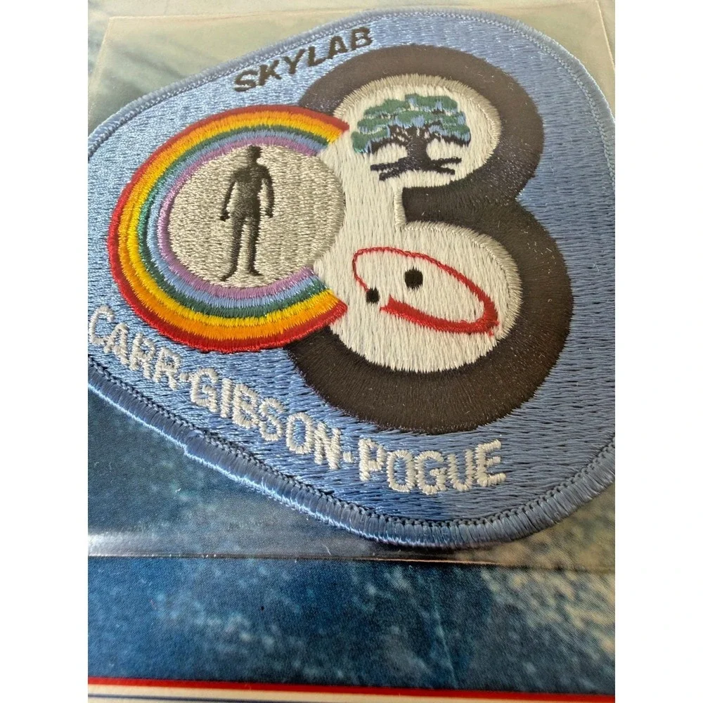 3 Vtg Official NASA Emblem Patch SKYLAB 2, 3 & 4 With Mission Data Card Facts